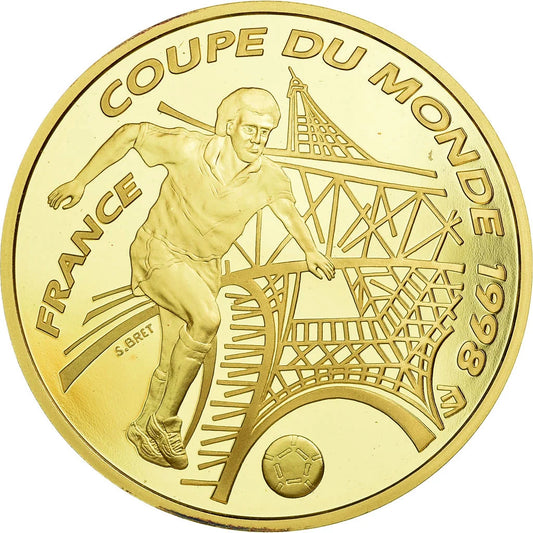 Monnaie de Paris 100 Francs 1996 Coupe du monde de Football 1998 Or Dans son coffret