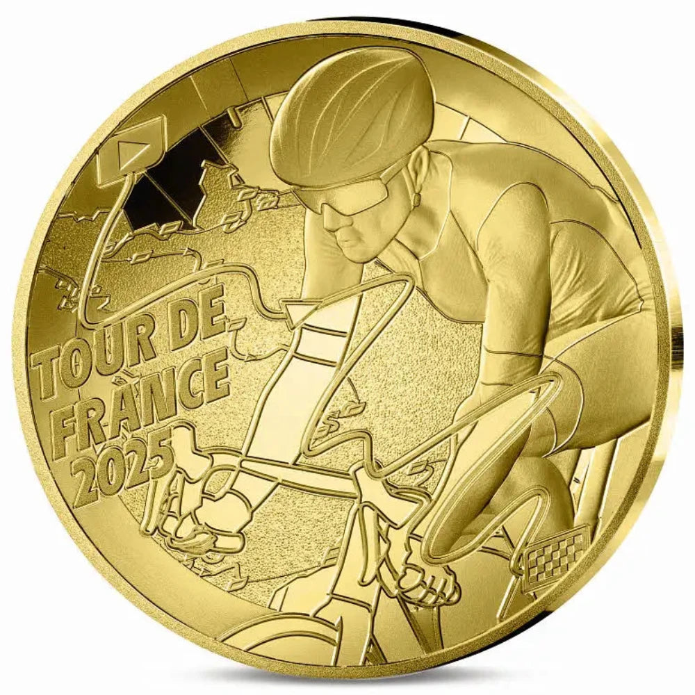 Monnaie de Paris 5 Euros Or 2025 BE Tour de France Carte étape 0,5 gr Dans son coffret