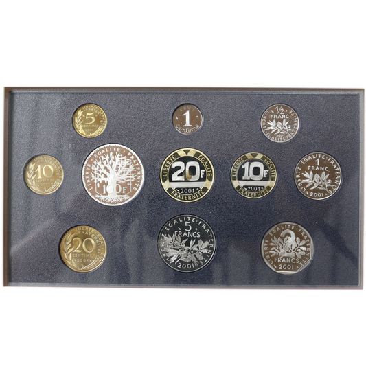 Monnaie de Paris Série Officielle des Francs 2001 Belle Epreuve BE Légère marque sur le coffret