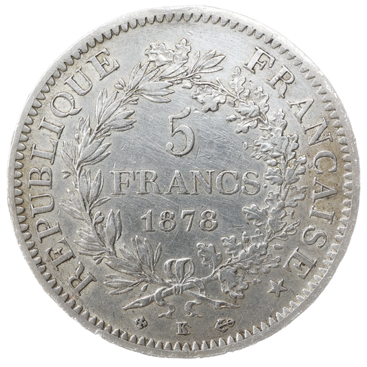 III ème République (1871-1940)  5 Francs Hercule 1878 K Bordeaux Argent 24.89 gr