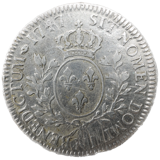 Louis XV (1715-1774) Écu au bandeau 1747 N Montpellier Argent 29.38 gr