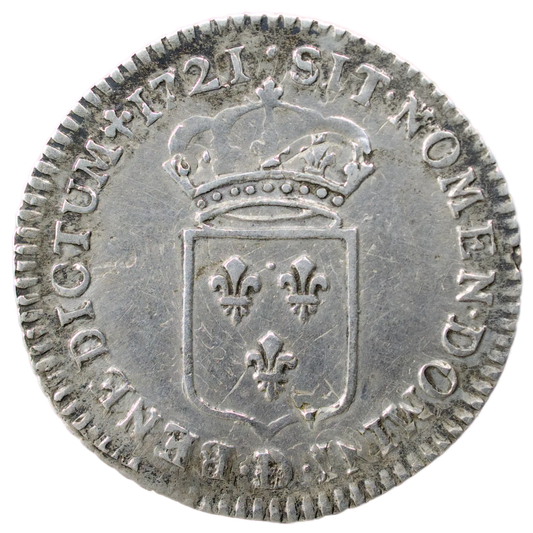 Louis XV (1715-1774) 1/12 ème écu de France 1721 D Lyon 2.00 gr