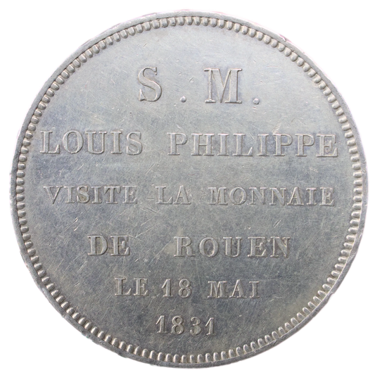 Monnaie de visite Louis Philippe I (1830-1848) Module de 5 Francs 1831 Rouen argent 25.21 gr