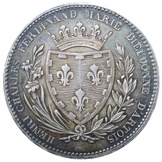 Monnaie de visite Henri V (1820-1883) Module de 5 Francs 1828 Paris argent 25.02 gr