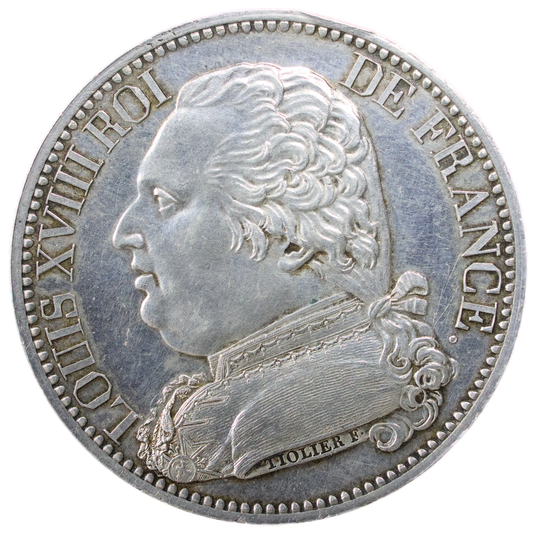 Monnaie de visite Louis XVIII (1814-1824) Duc de Berry Module de 5 Francs 1814 Lille Argent 25.37 gr