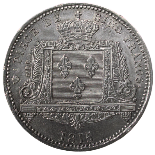 Louis XVIII (1814-1824) Pièce de cinq (5) Francs 1815 A Concours de Jacques Étain 25.94 gr