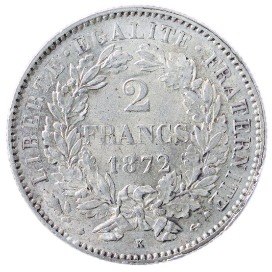 2 Francs Cérès 1872 K Bordeaux Argent 10.01 gr Superbe