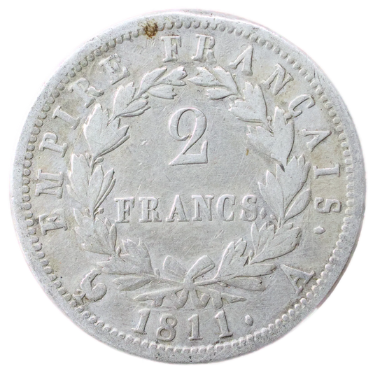 Napoléon I (1804-1814) 2 Francs 1811 A Paris Revers Empire argent 9.90 gr