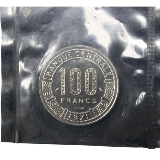 Monnaie de Paris ESSAI 100 Francs 1971 Banque centrale République Centrafricaine 7.04 gr