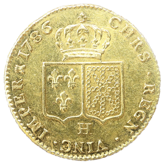 Louis XVI (1774-1792) Double louis d'or à la tête nue 1786 H La Rochelle 15,26 gr Superbe
