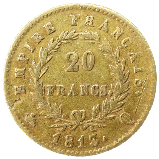 Napoléon Empereur (1804-1814) 20 Francs Or 1813 Q Perpignan Revers Empire 6.43 gr