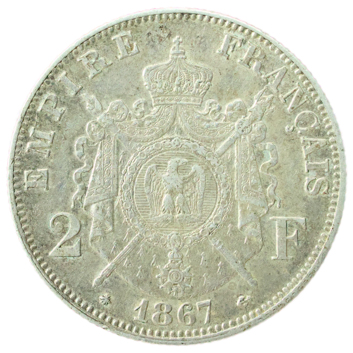 Napoléon III (1852-1870) 2 Francs Empire Français 1867 A Paris Ag 10.00 gr