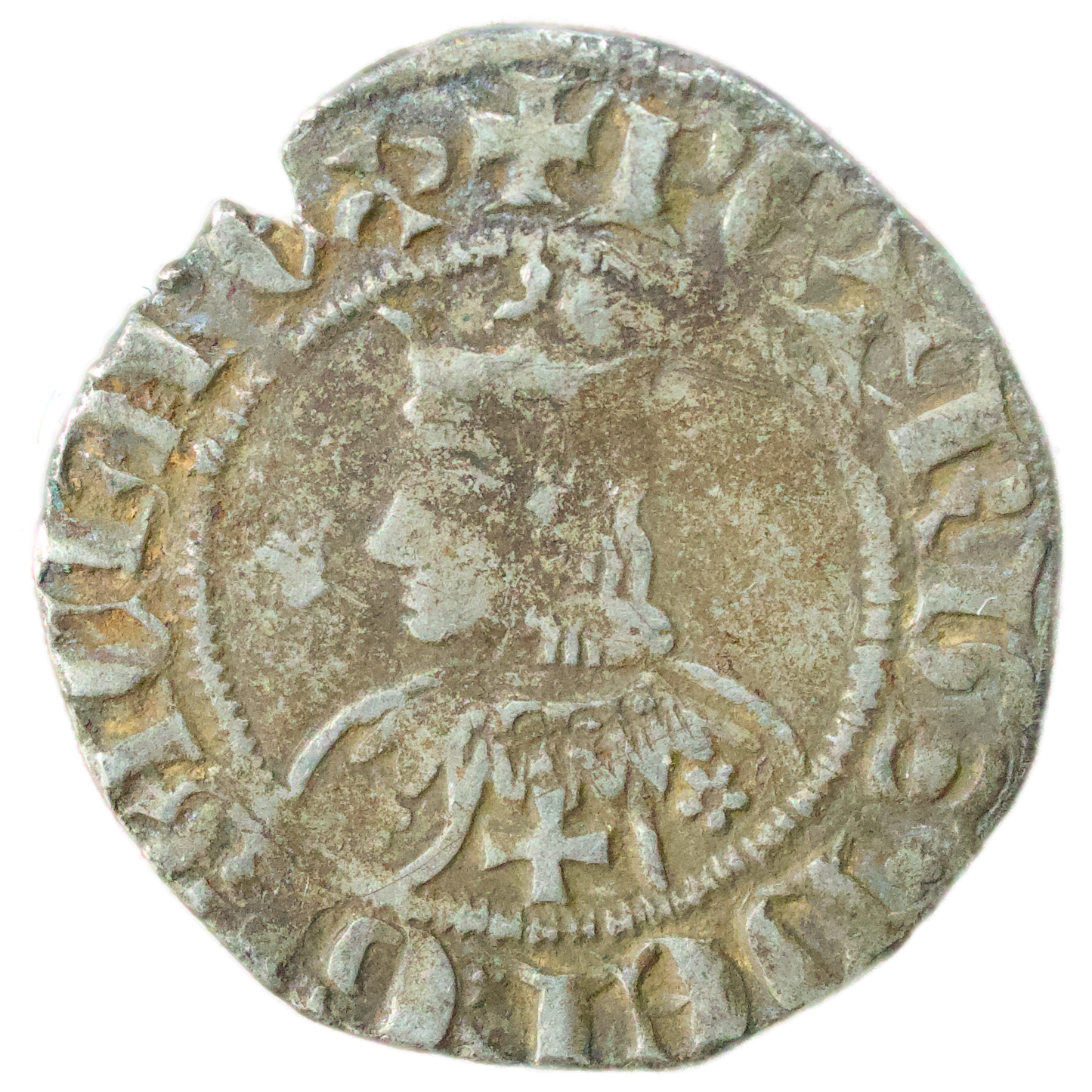 Espagne Catalogne Royaume d'Aragon Petrus III (1336-1387) Croat Barcelone Ag 2.68 gr