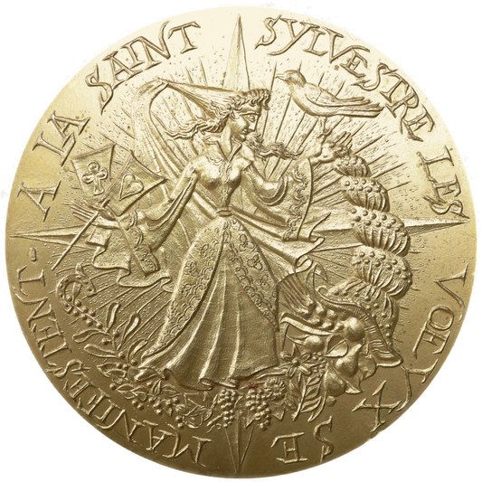 Médaille A la Saint Sylvestre les voeux se manifestent 1974 Cuivre Par R. TSCHVDIN 383.27 gr 100 mm