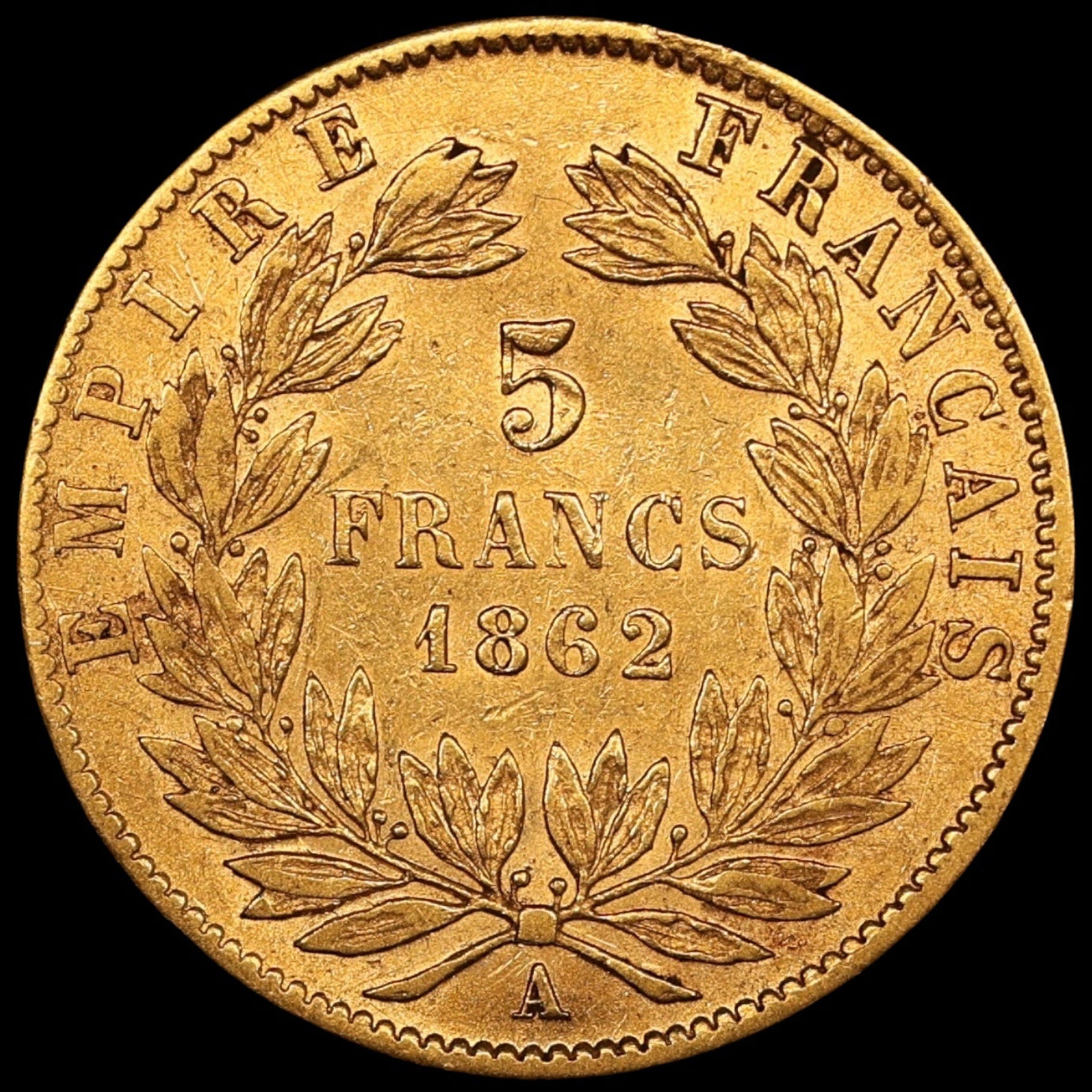 Napoléon III (1852-1870) 5 Francs Tête Laurée 1862 A Paris Or 1.58 gr