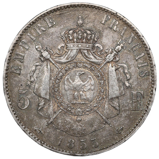Napoléon III (1852-1870) 5 Francs Tête Nue 1855 A Paris Argent 24.92 gr