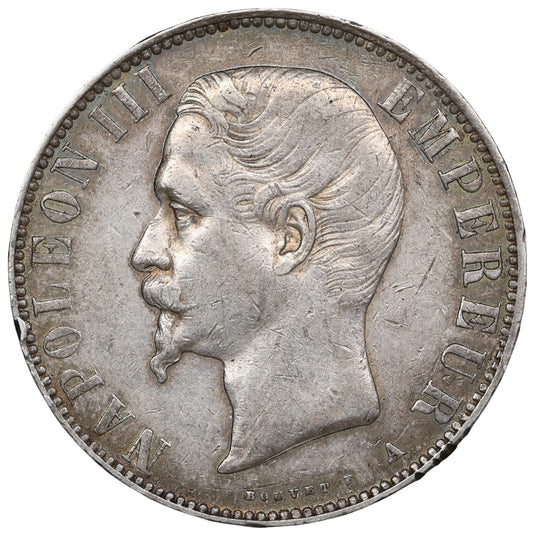 Napoléon III (1852-1870) 5 Francs Tête Nue 1855 A Paris Argent 24.92 gr