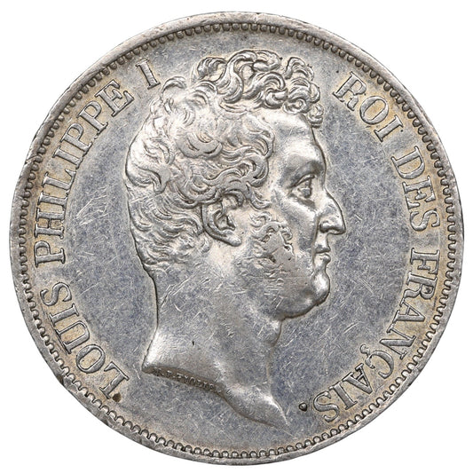 Louis-Philippe Ier (1830-1848) 5 Francs 1830 A Paris Type Tiolier Tranche en relief Argent 25.00 gr