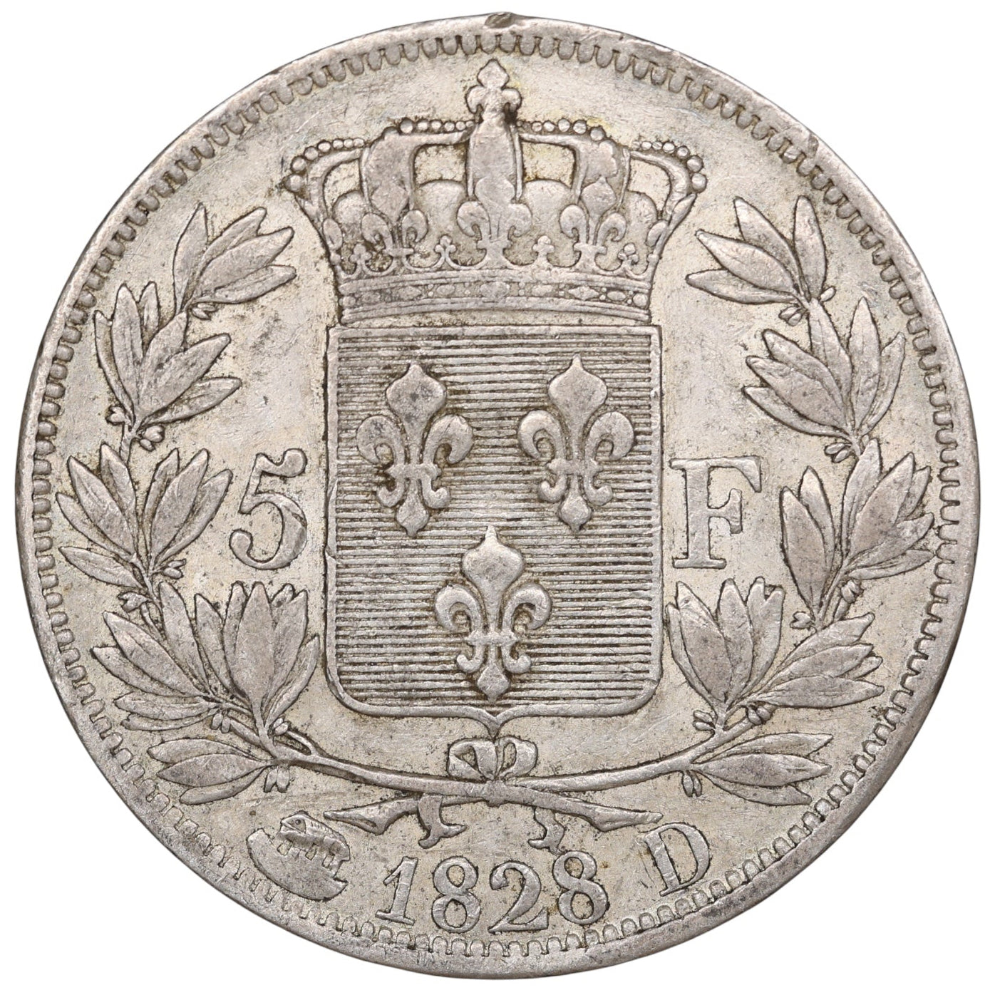 Charles X (1824-1830) 5 Francs 1828 D Lyon Argent 24.99 gr