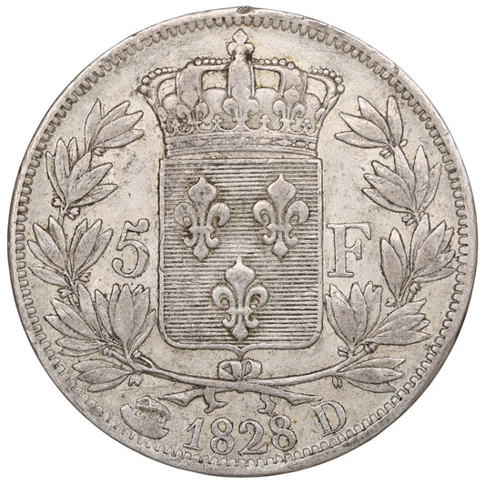 Charles X (1824-1830) 5 Francs 1828 D Lyon Argent 24.99 gr