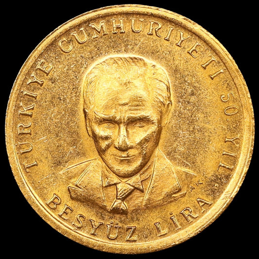 Turquie 500 Lira 1973 50ème anniversaire de la République Or 6.00 gr