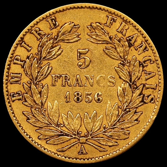 Napoléon III (1852-1870) 5 francs tête nue 1856 A Paris Or 1.59 gr
