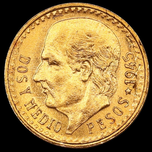 Mexique 2 1/2 Dos y medio Pesos 1945 Or 2.07 gr