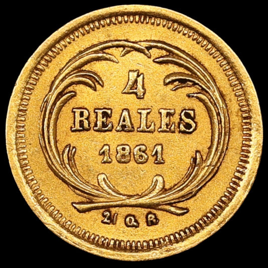 Guatemala (République) 🇬🇹 Rafael Carrera (1815-1865) 4 Reales 1861 Or 0.84 gr