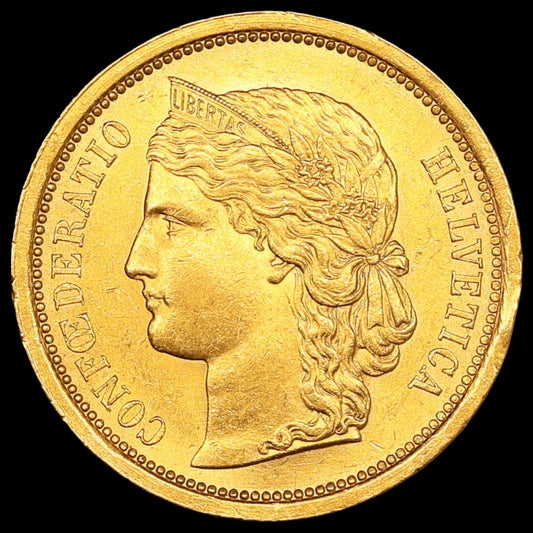 Suisse État fédéral (1848-présent) 20 Francs Tête Helvetia 1886 Or 6.45 gr