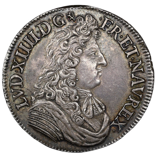 Louis XIV (1643-1715) 1/2 Demi Écu à la cravate 1680 D Lyon 13.62 Gr