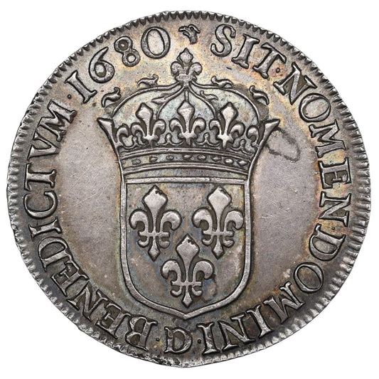 Louis XIV (1643-1715) 1/2 Demi Écu à la cravate 1680 D Lyon 13.62 Gr
