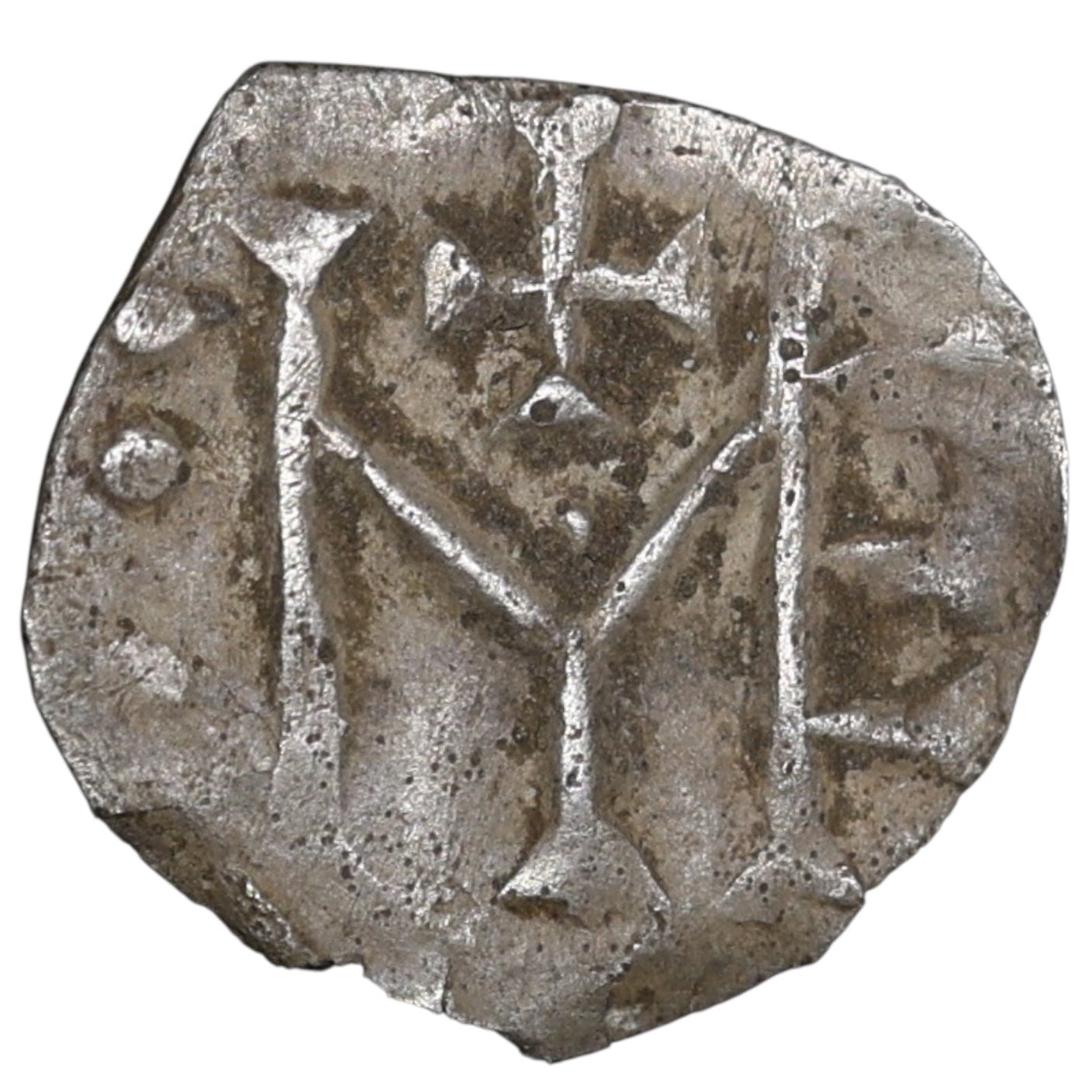 Mérovingiens Moyen-âge MELLE obole d'argent Monogramme ME 0.41 gr