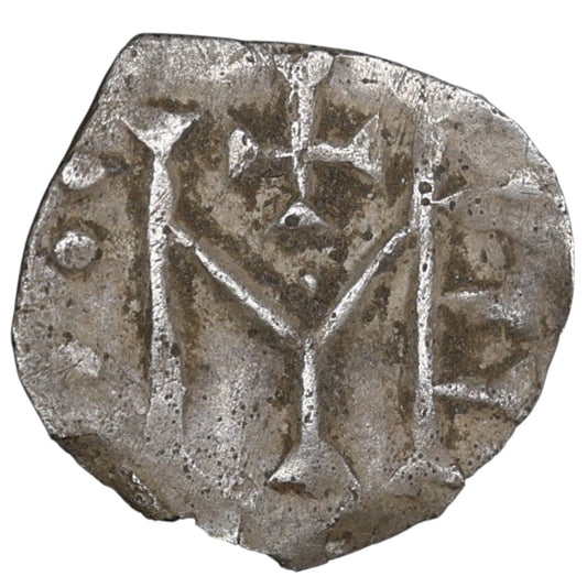 Mérovingiens Moyen-âge MELLE obole d'argent Monogramme ME 0.41 gr