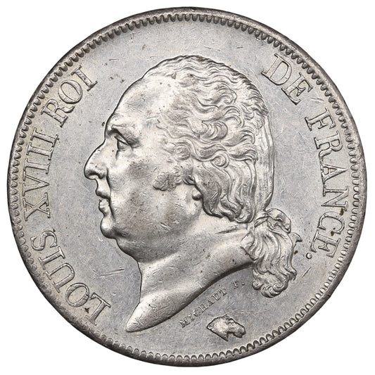 Luis XVIII (1815-1824) 5 francos 1822 A París Plata 24,97 gr