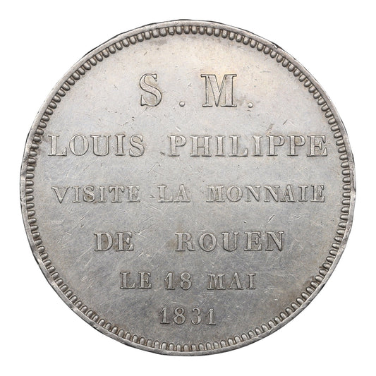 Monnaie de visite Louis-Philippe Ier (1830-1848) Module de 5 Francs 1831 Rouen argent 25.21 gr