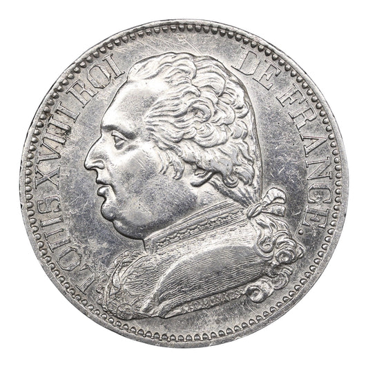 Monnaie de visite Louis XVIII (1815-1824) Module de 5 Francs 1814 Marseille argent 24.90 gr