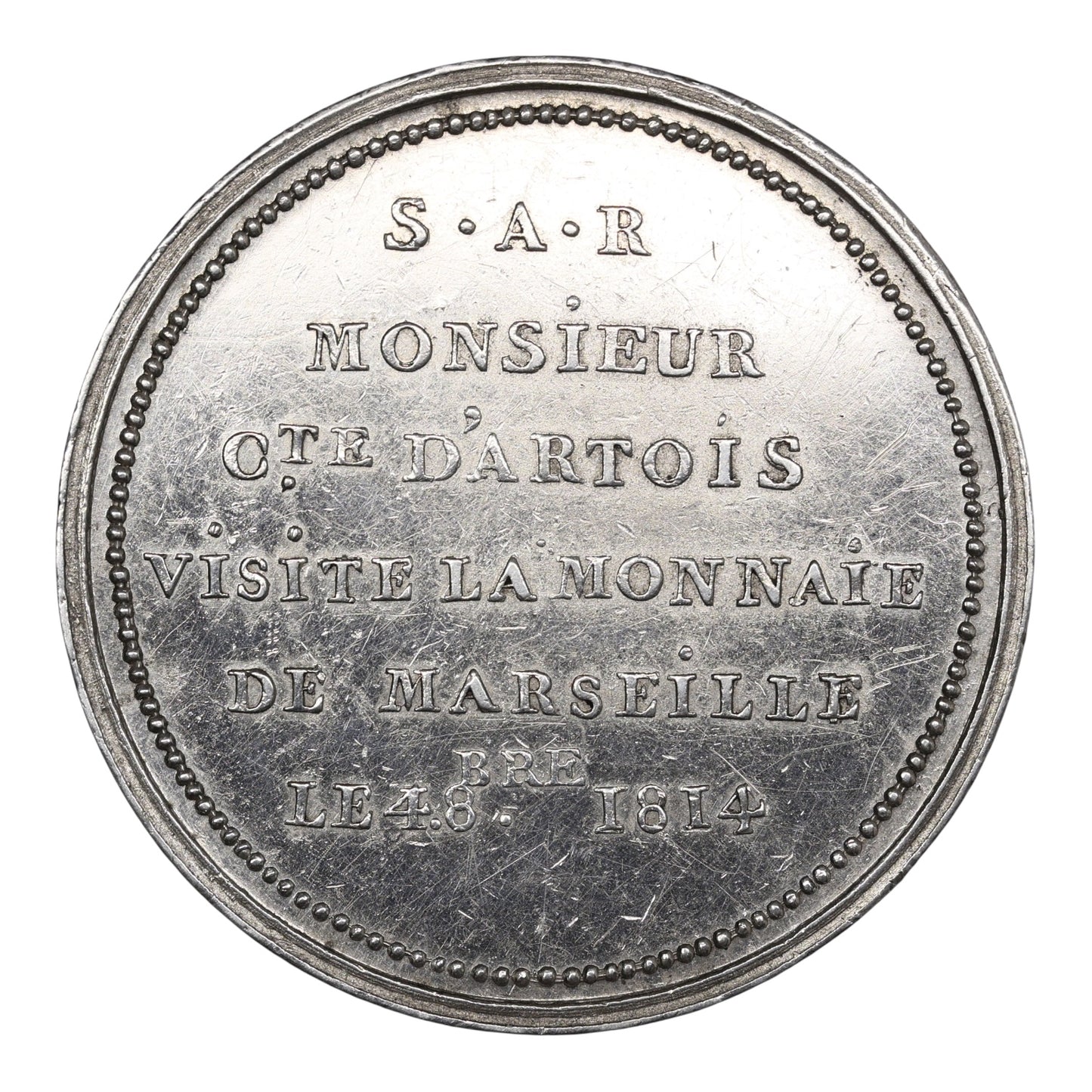Monnaie de visite Louis XVIII (1815-1824) Module de 5 Francs 1814 Marseille argent 24.90 gr