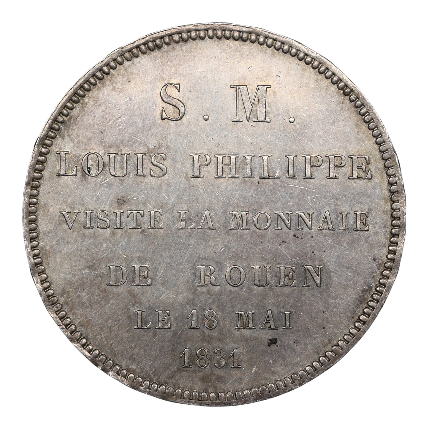 Monnaie de visite Louis-Philippe Ier (1830-1848) Module de 5 Francs 1831 Rouen argent 25.21 gr Sup