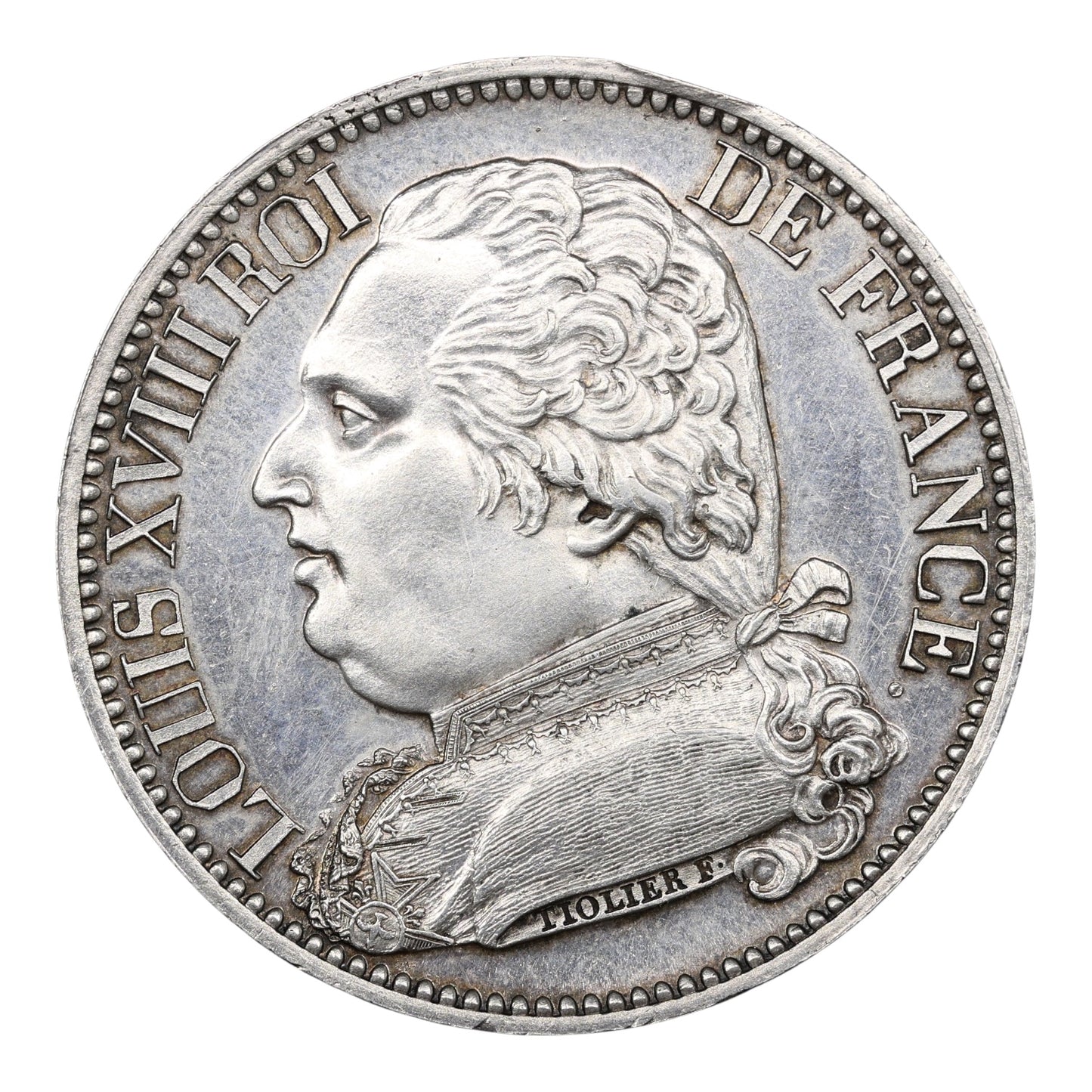 Monnaie de visite Louis XVIII (1814-1824) Duc de Berry Module de 5 Francs 1814 Lille Argent 25.37 gr