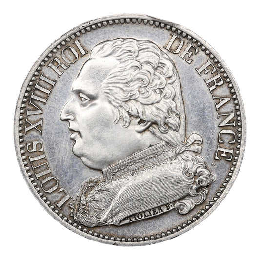 Monnaie de visite Louis XVIII (1814-1824) Duc de Berry Module de 5 Francs 1814 Lille Argent 25.37 gr
