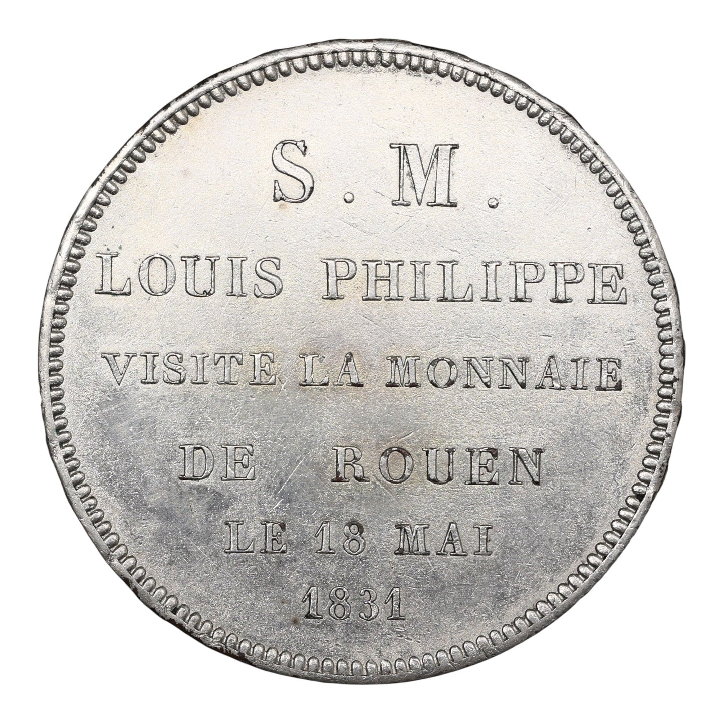 Visiting coin Louis Philippe I (1830-1848) Module of 5 Francs 1831 Rouen Silver-plated bronze 21.13 gr Rare