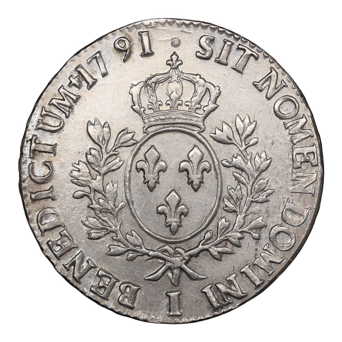 Louis XVI (1774-1792) Écu aux branches d'olivier 1791 I Limoges argent 29.01 gr