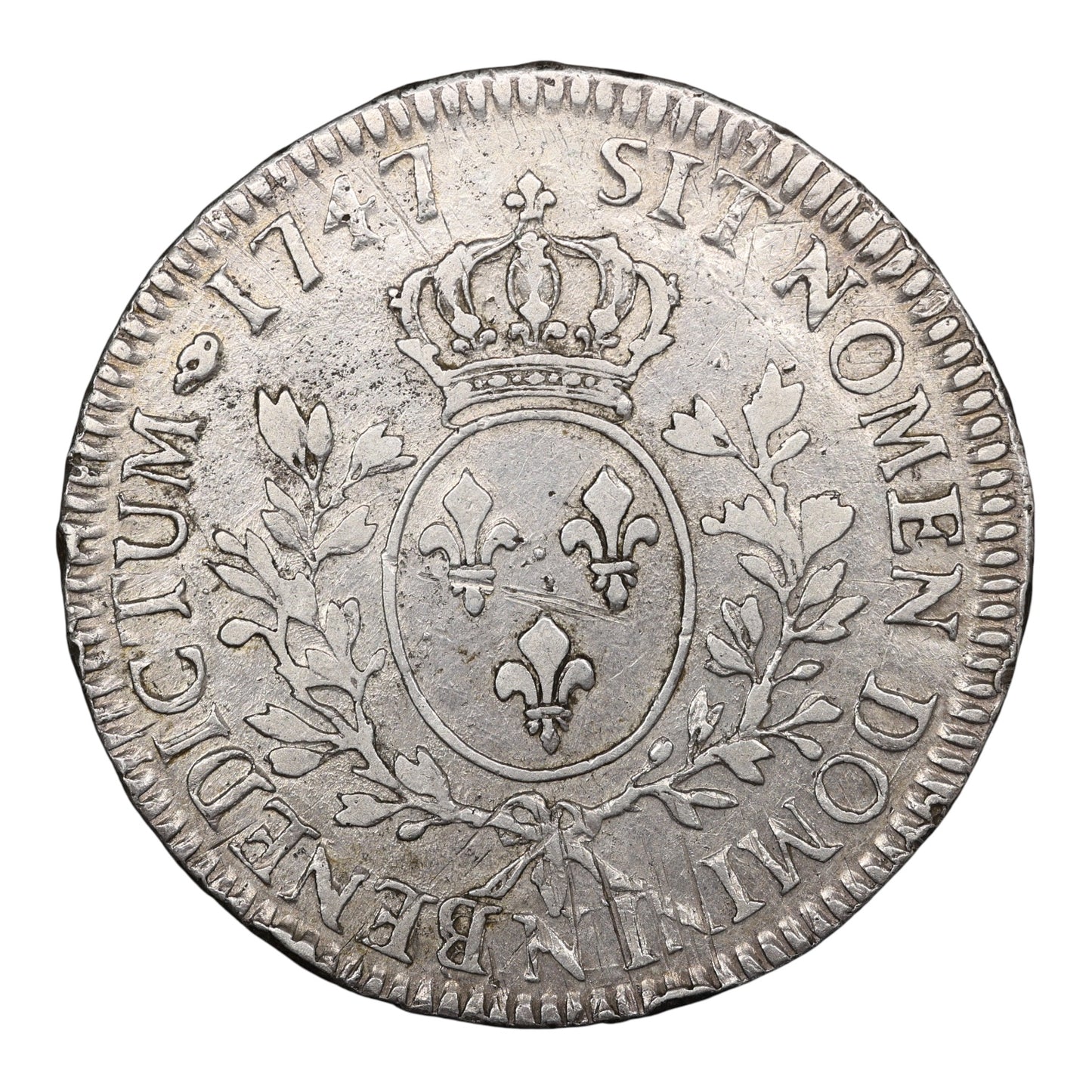 Louis XV (1715-1774) Shield with headband 1747 N Montpellier Silver 29.38 gr