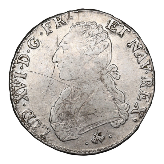 Louis XVI (1774-1792) Écu aux branches d'olivier 1777 L Bayonne Argent 29.14 gr