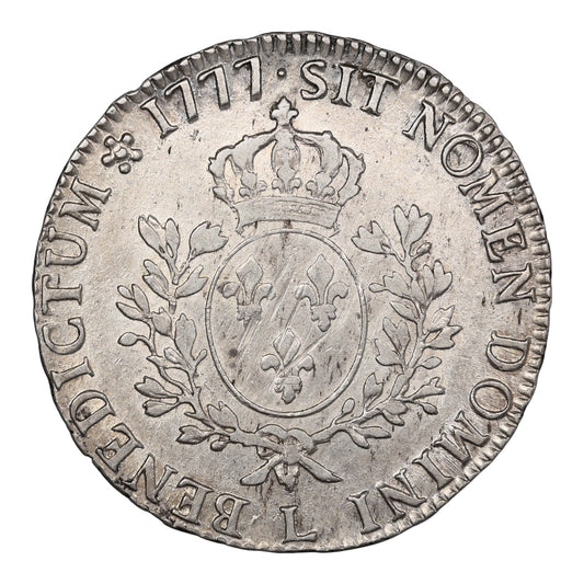 Louis XVI (1774-1792) Écu aux branches d'olivier 1777 L Bayonne Argent 29.13 gr