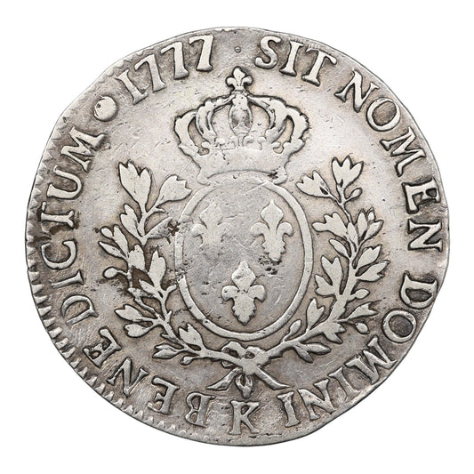 Louis XVI (1774-1792) Écu aux branches d'olivier 1777 K Bordeaux Argent 28.97 gr