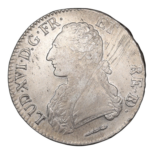 Louis XVI (1774-1792) Écu aux branches d'olivier 1785 Vaquette Pau Argent 28.97 gr