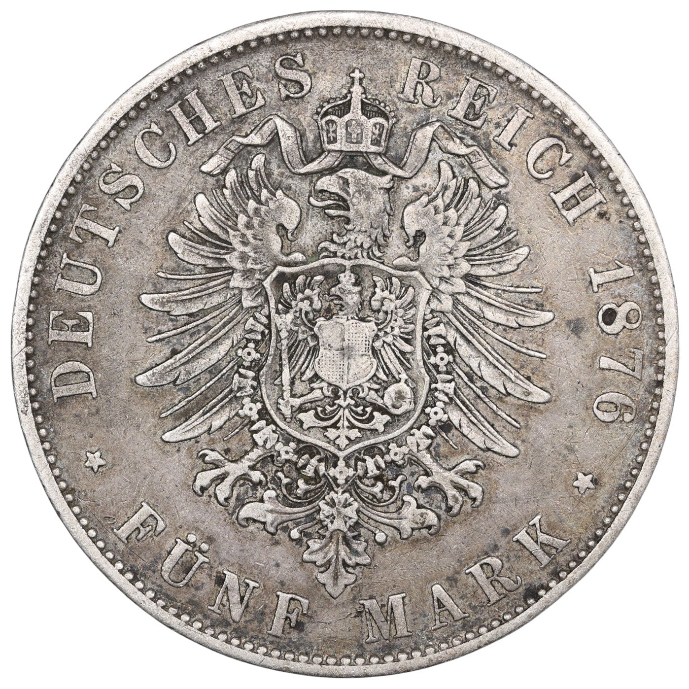 Allemagne Bavière Louis II (1864-1886) 5 Mark 1876 D Munich Argent 27.46 gr