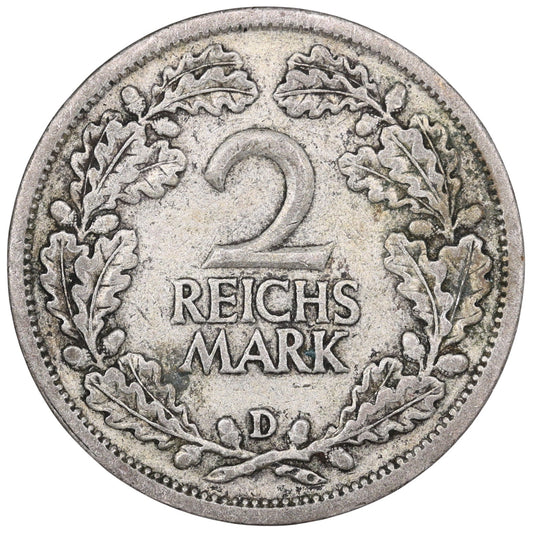 Allemagne 2 Reichsmark 1926 D Munich Argent 9.88 gr