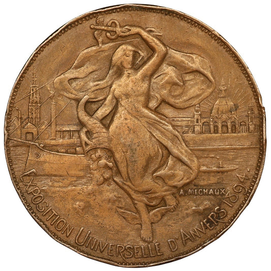 Belgique Jeton Exposition universelle d'Anvers 1894 / Wereld Tentoonstelling Van Antwerpen Cuivre 12.96 gr